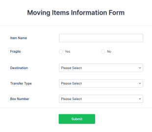 Moving Items Information Form Template