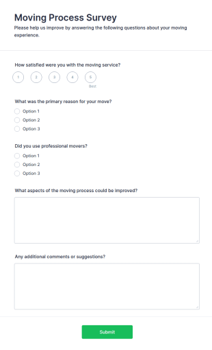 Moving Process Survey Form Template