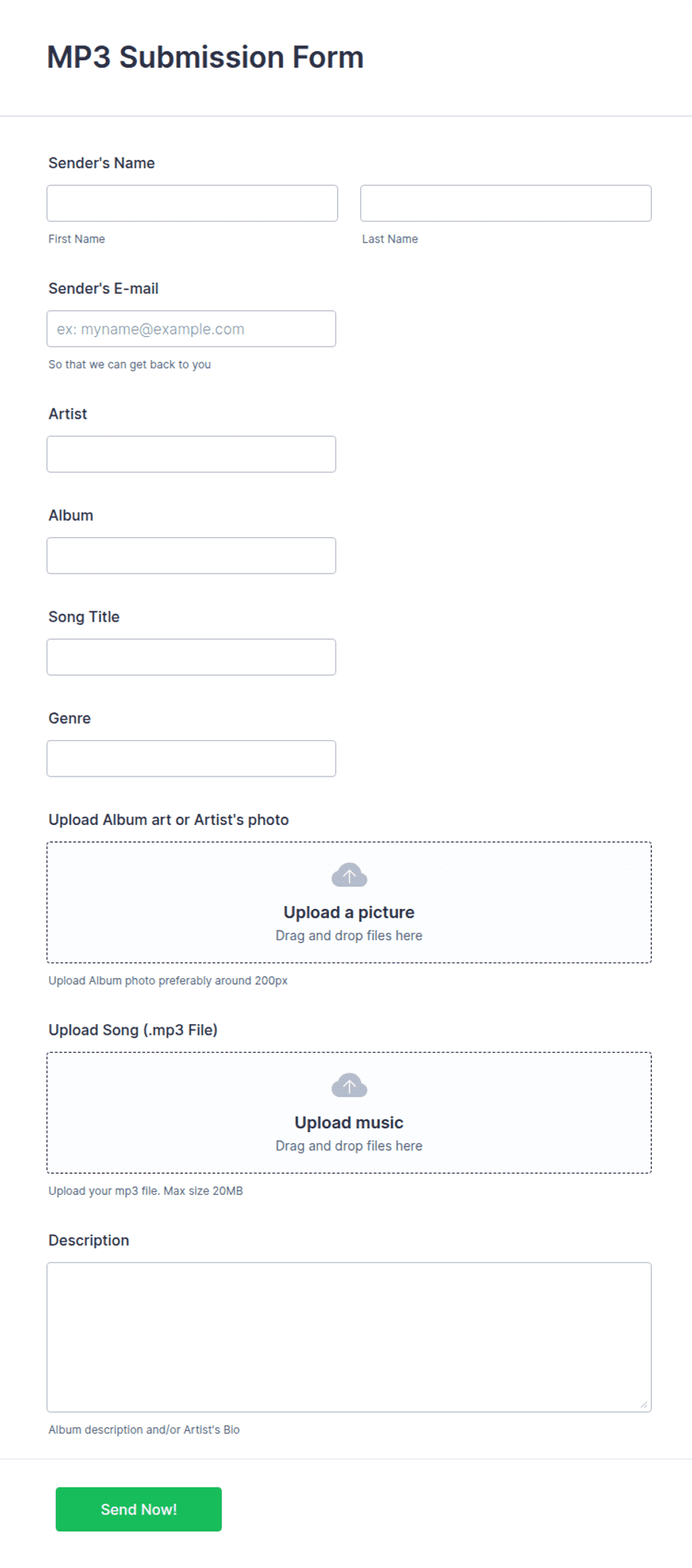MP3 Submission Form Template | Jotform