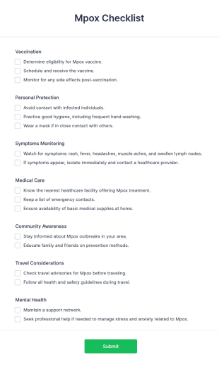 Mpox Checklist Form Template