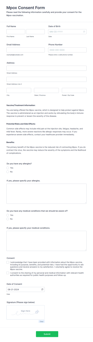 Mpox Consent Form Template