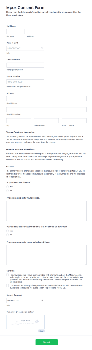 Mpox Consent Form Template
