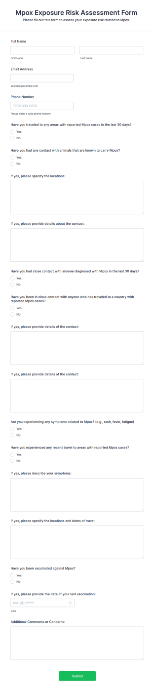 Mpox Exposure Risk Assessment Form Template
