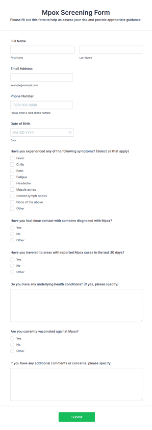 Mpox Screening Form Template