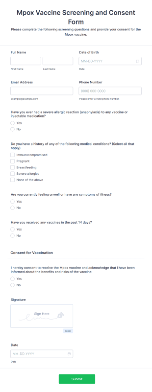 Mpox Vaccine Screening And Consent Form Template
