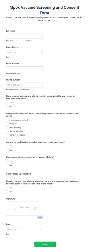 Mpox Vaccine Screening And Consent Form Template