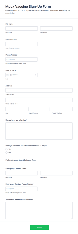 Mpox Vaccine Sign Up Form Template