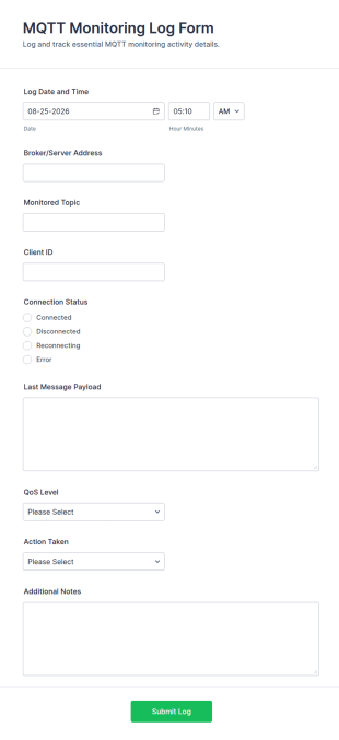 MQTT Monitoring Log Form Template