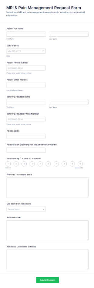 MRI & Pain Management Request Form Template