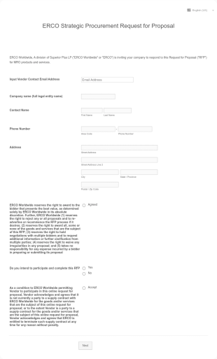MRO & OEM Procurement Initiative Form Template