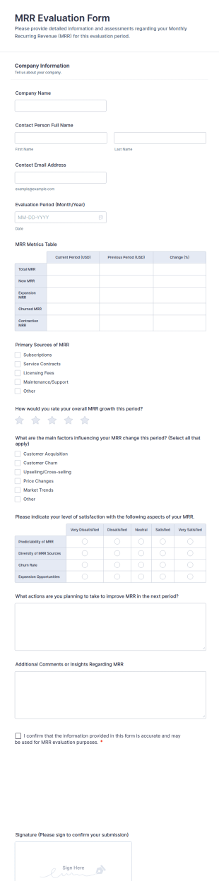MRR Evaluation Form Template