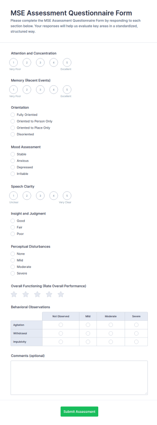 MSE Assessment Questionnaire Form Template