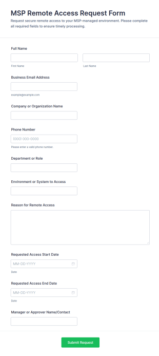 MSP Remote Access Request Form Template
