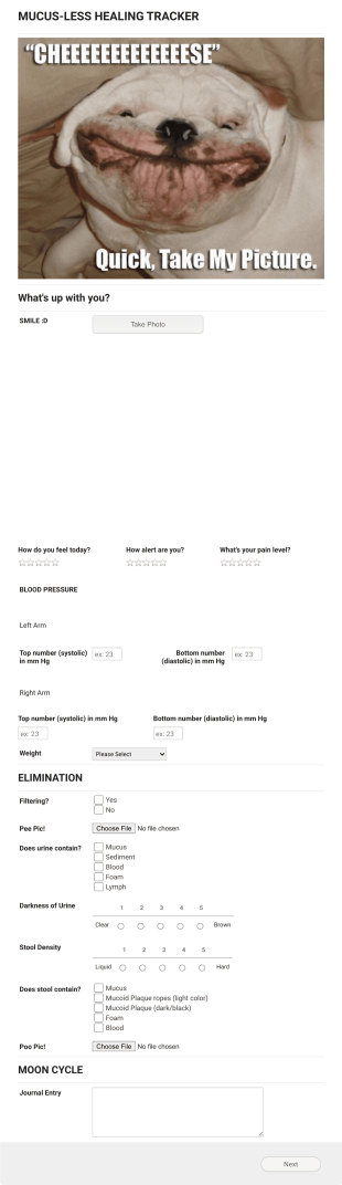 Mucus Less Tracking Form Template