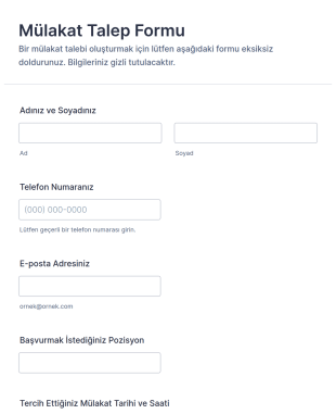 Mülakat Talep Form Şablonu
