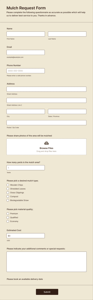 Mulch Request Form Template