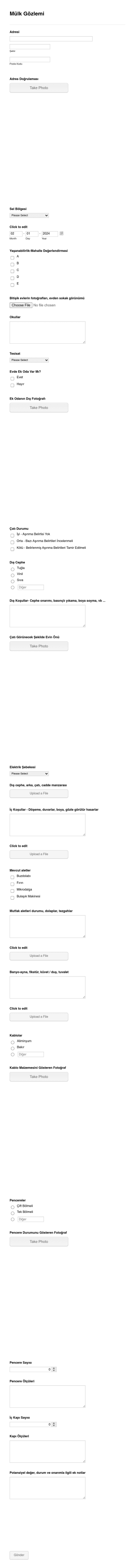 Mülk Gözlem Raporu Form Template