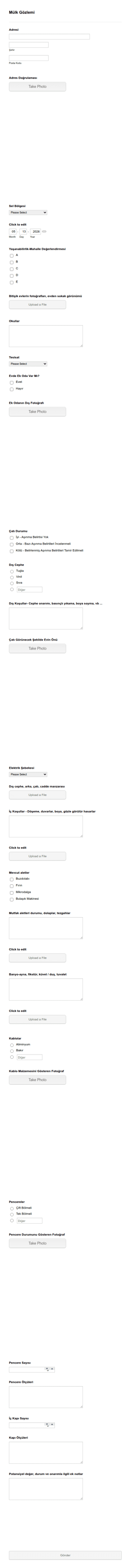 Mülk Gözlem Raporu Form Şablonu