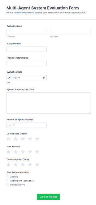 Multi Agent System Evaluation Form Template