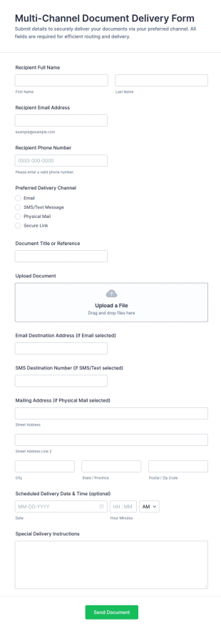 Multi Channel Document Delivery Form Template