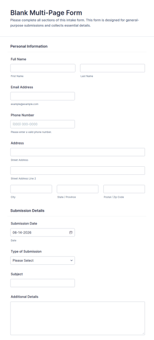 Multi Page Use Case Form Template