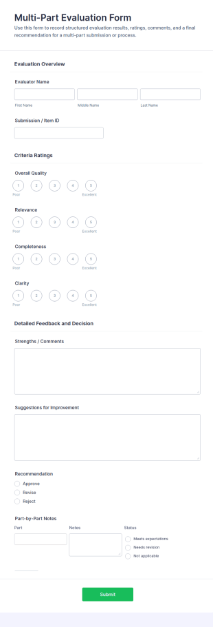 Multi Part Evaluation Form Template