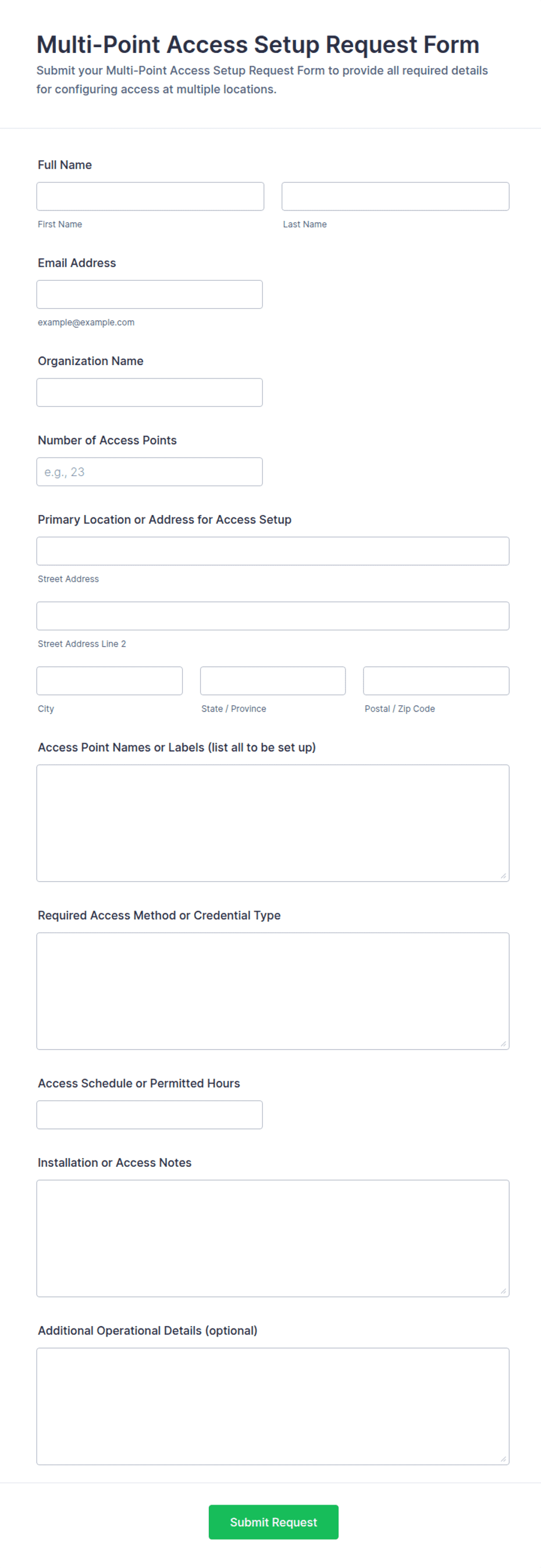 Multi-Point Access Setup Request Form Template | Jotform
