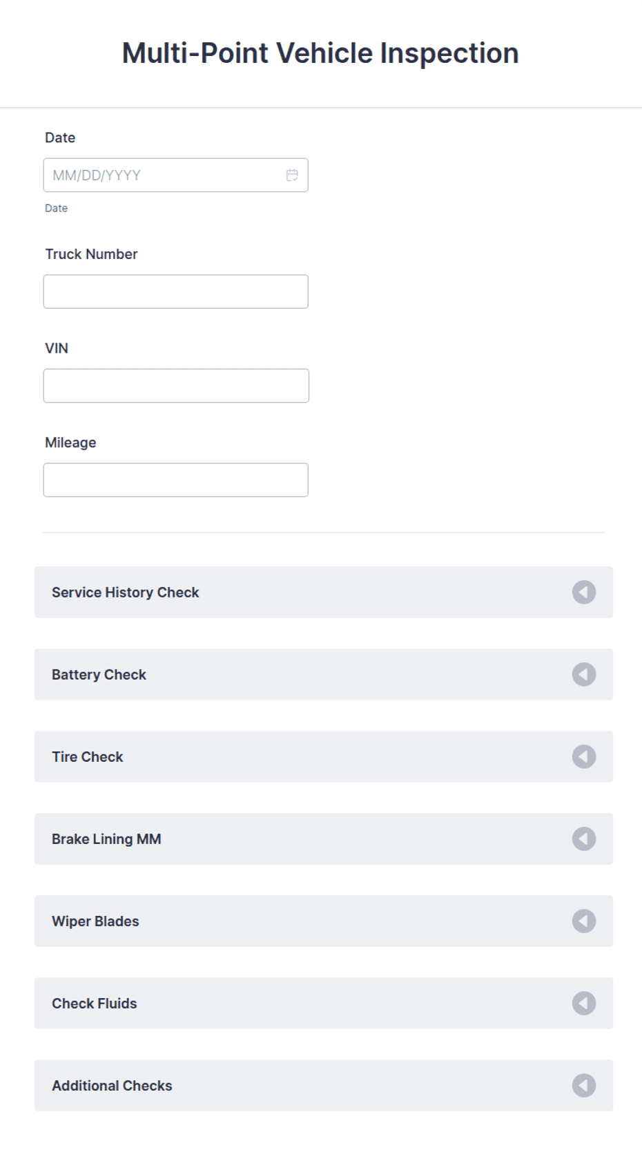Multi Point Auto Inspection Form Multi-Point Vehicle Inspection Form Template | Jotform