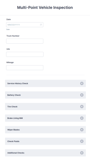 Multi Point Vehicle Inspection Form Template