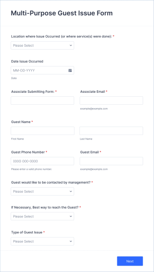 Multi Purpose Guest Issue Form Template
