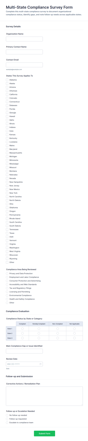 Multi State Compliance Survey Form Template