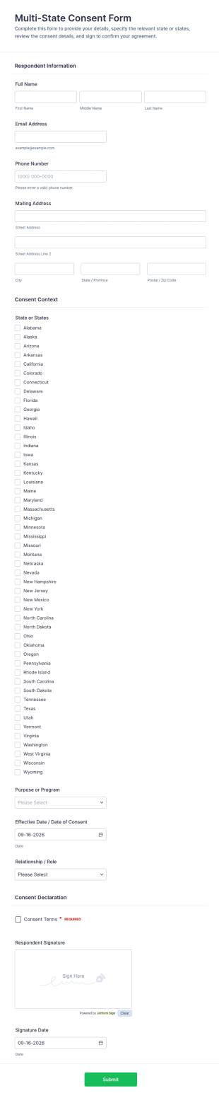 Multi State Consent Form Template