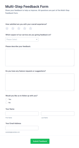 Multi Step Feedback Form Template