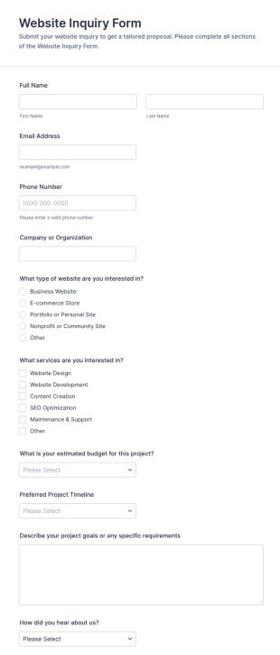 Multi Step Website Form Template