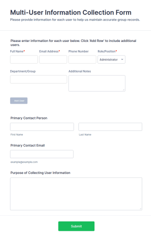 Multi User Information Collection Form Template