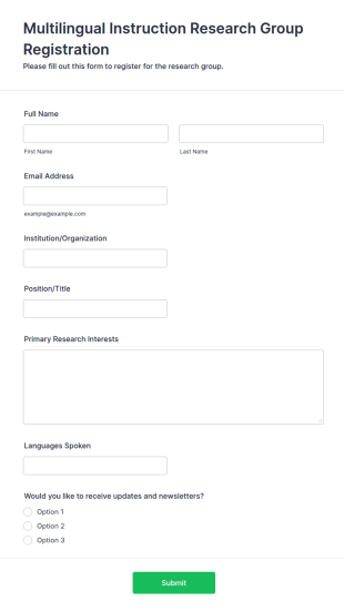 Multilingual Instruction Research Group Registration Form Template