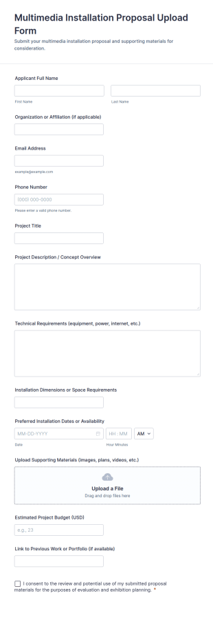 Multimedia Installation Proposal Upload Form Template