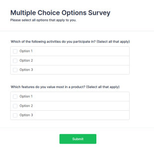 Multiple Choice Options Survey Form Template