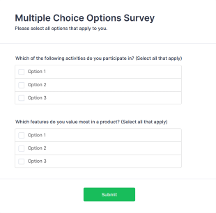 Multiple Choice Options Survey Form Template
