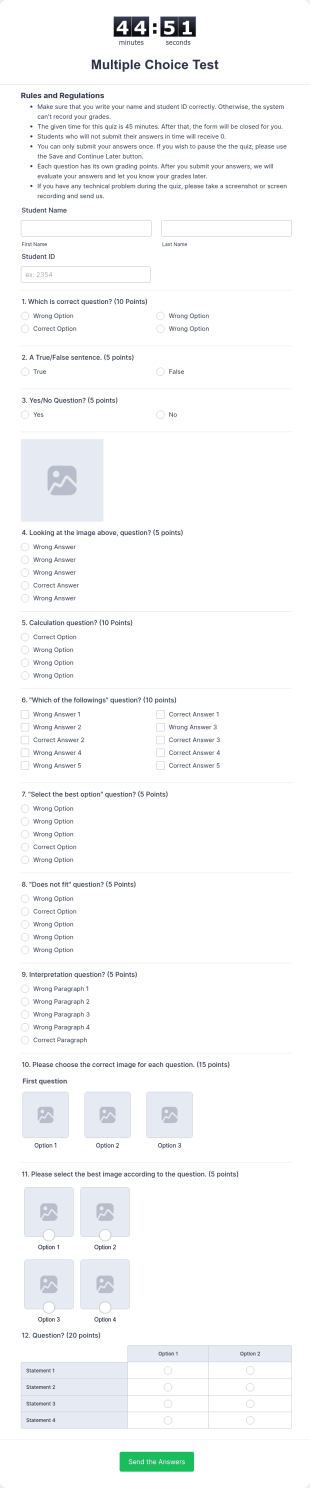 Multiple Choice Test Template