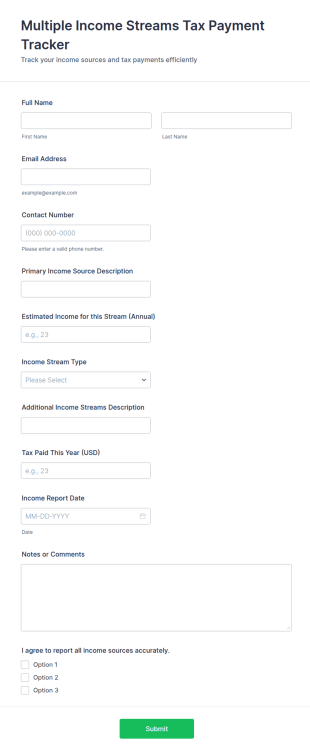 Multiple Income Streams Tax Payment Tracker Form Template