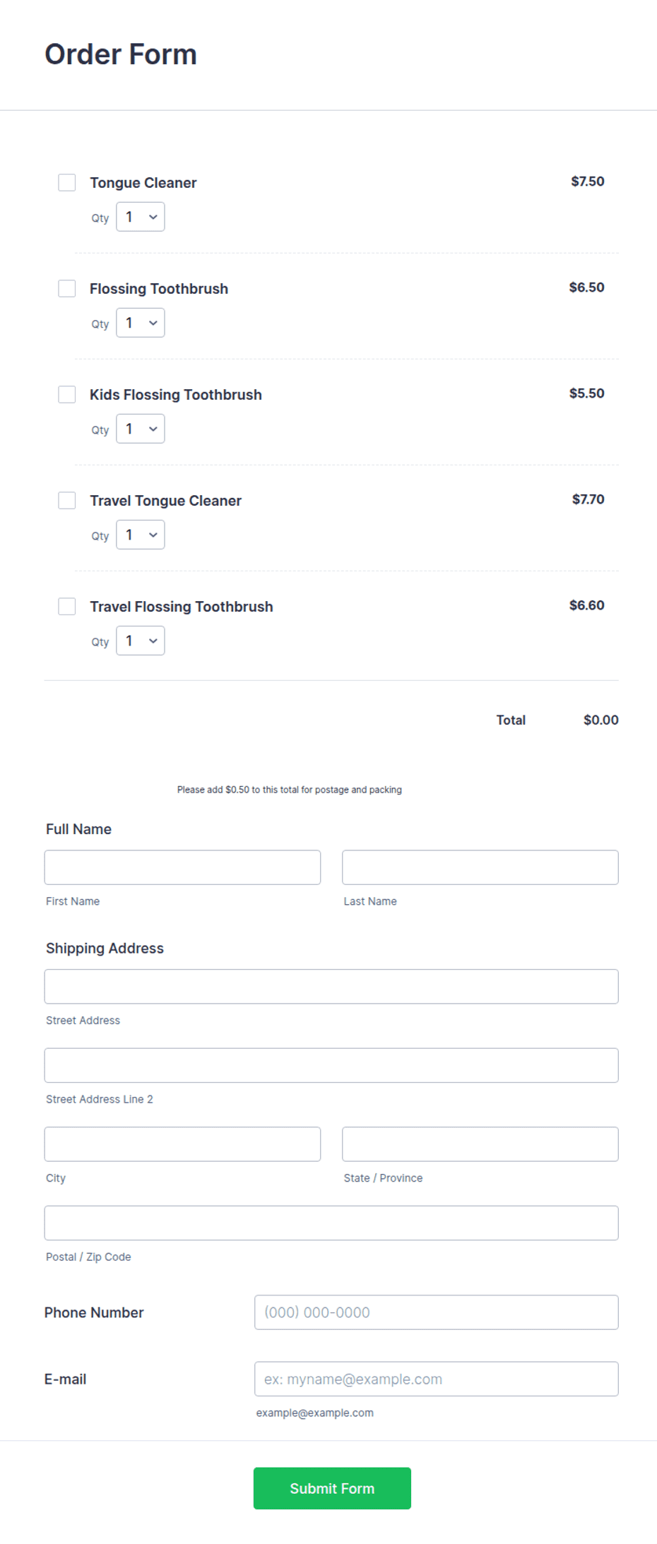 Product Order Form with Multiple Products Form Template | Jotform