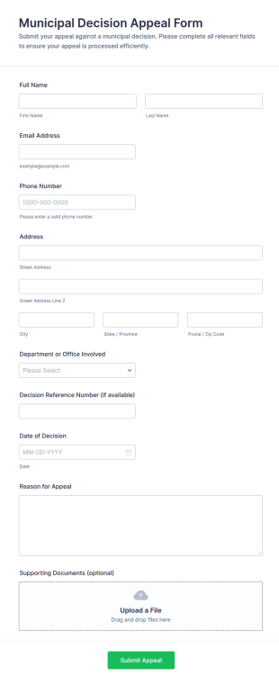 Municipal Decision Appeal Form Template