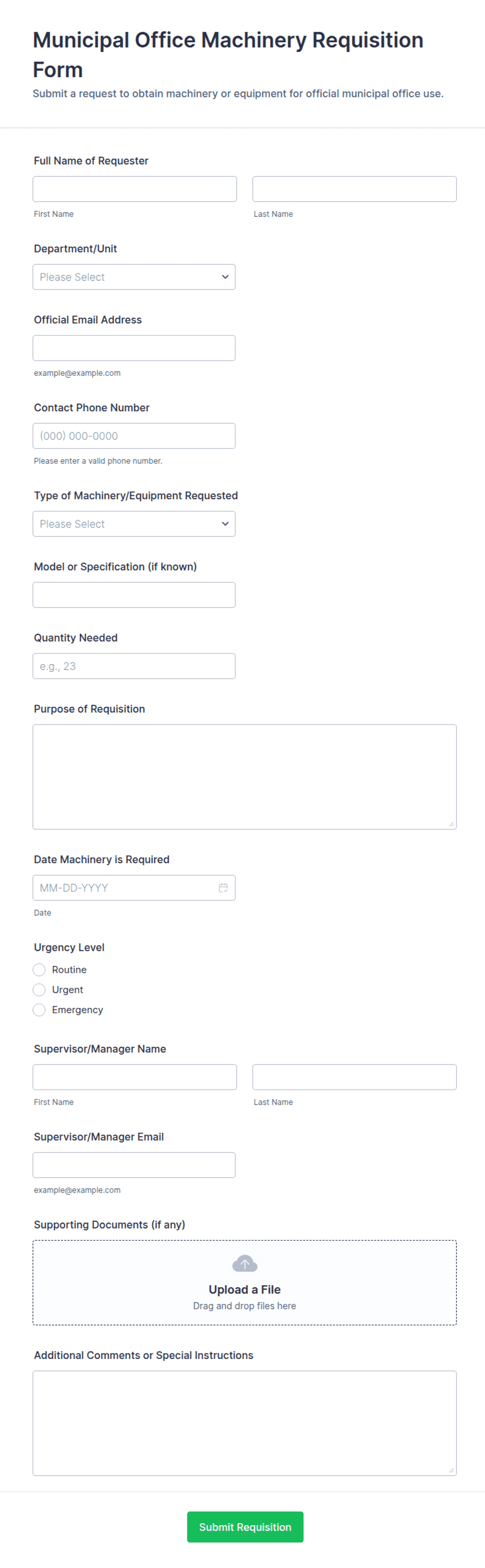 Office Requisition Form.pdf Municipal Office Machinery Requisition Form Template | Jotform