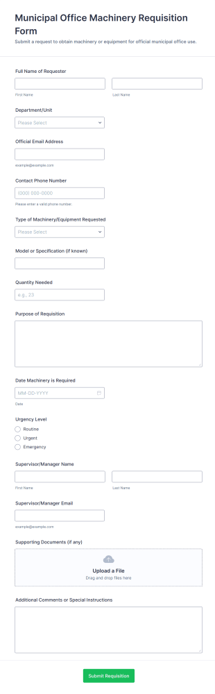 Municipal Office Machinery Requisition Form Template
