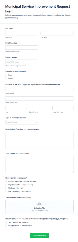 Municipal Service Improvement Request Form Template