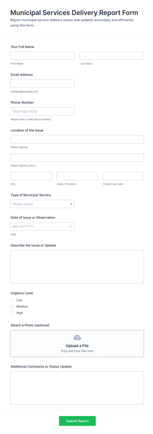 Municipal Services Delivery Report Form Template