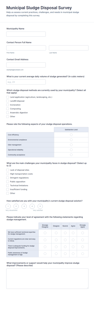Municipal Sludge Disposal Survey Form Template