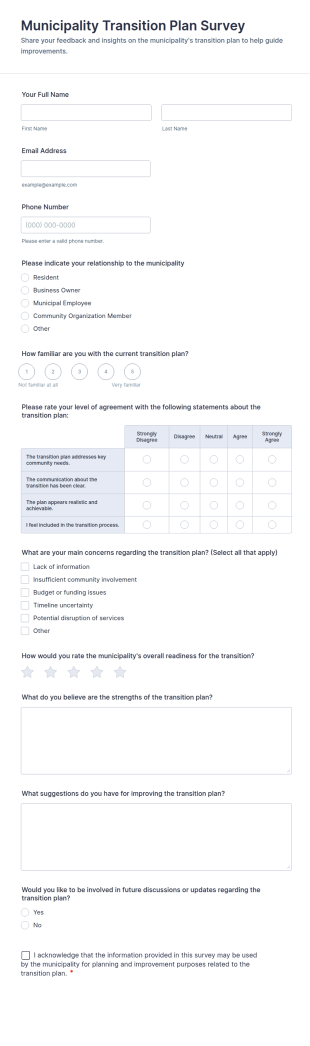 Municipality Transition Plan Survey Form Template
