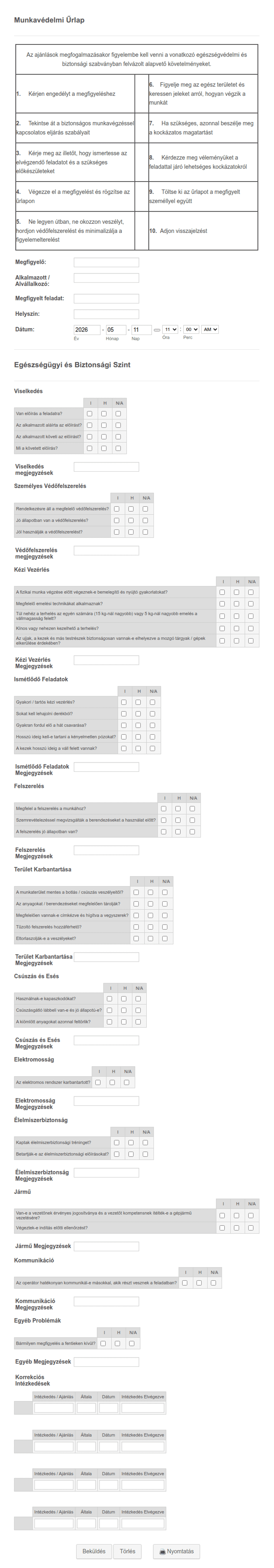 Munkavédelmi Űrlap | Jotform